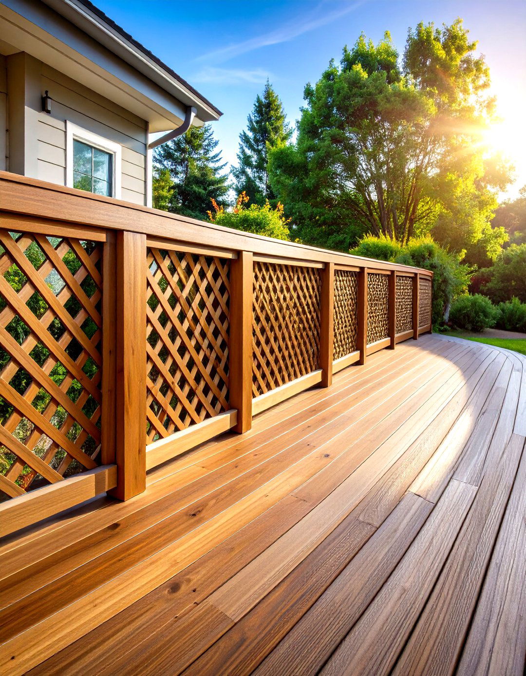 Curved Deck Lattice Skirt for Elevated Platforms - 20 Deck Lattice Ideas