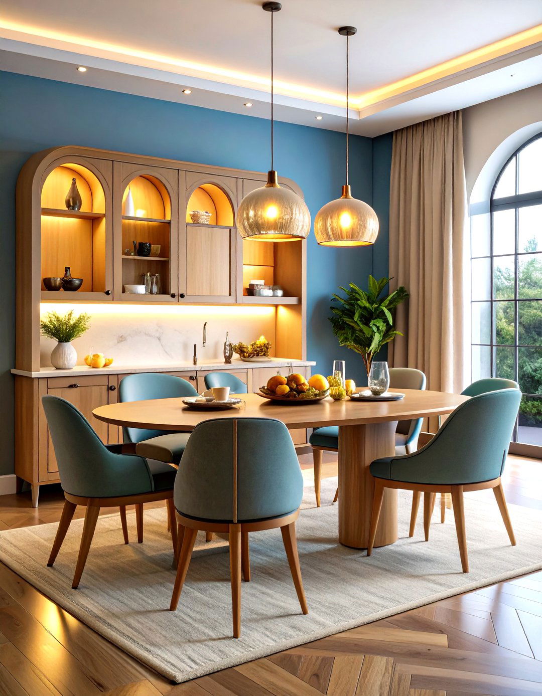 Curved Dining Room Hutch with Soft Silhouette - 20 Dining Room Hutch Ideas