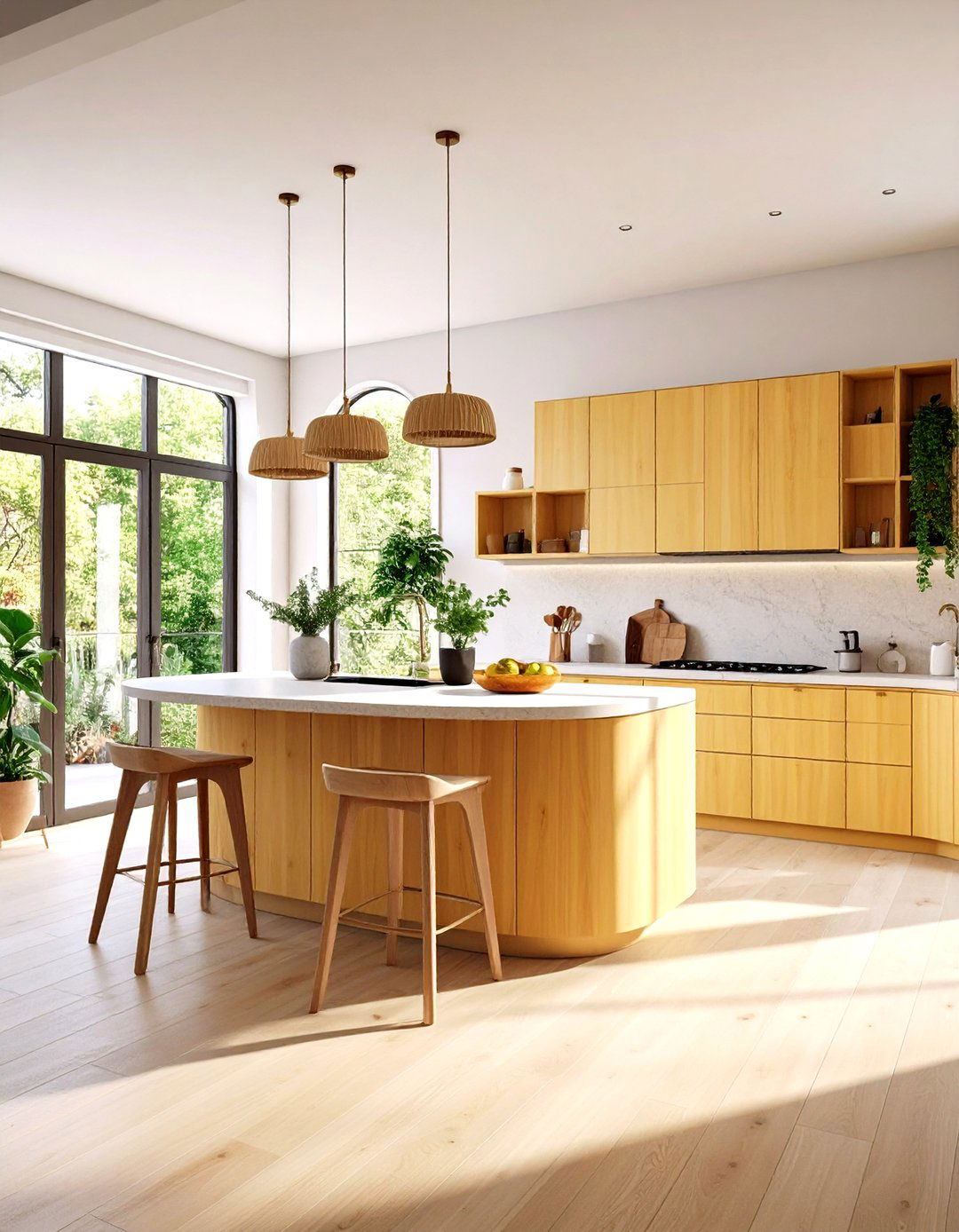 Curved Edge Transitional Kitchen with Organic Elements - 20 Transitional Kitchen Ideas