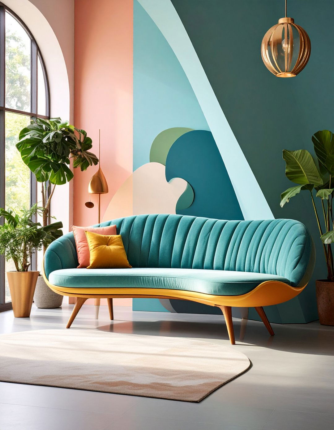 Curved Entryway Bench with Unique Shape - 20 Entryway Bench Ideas
