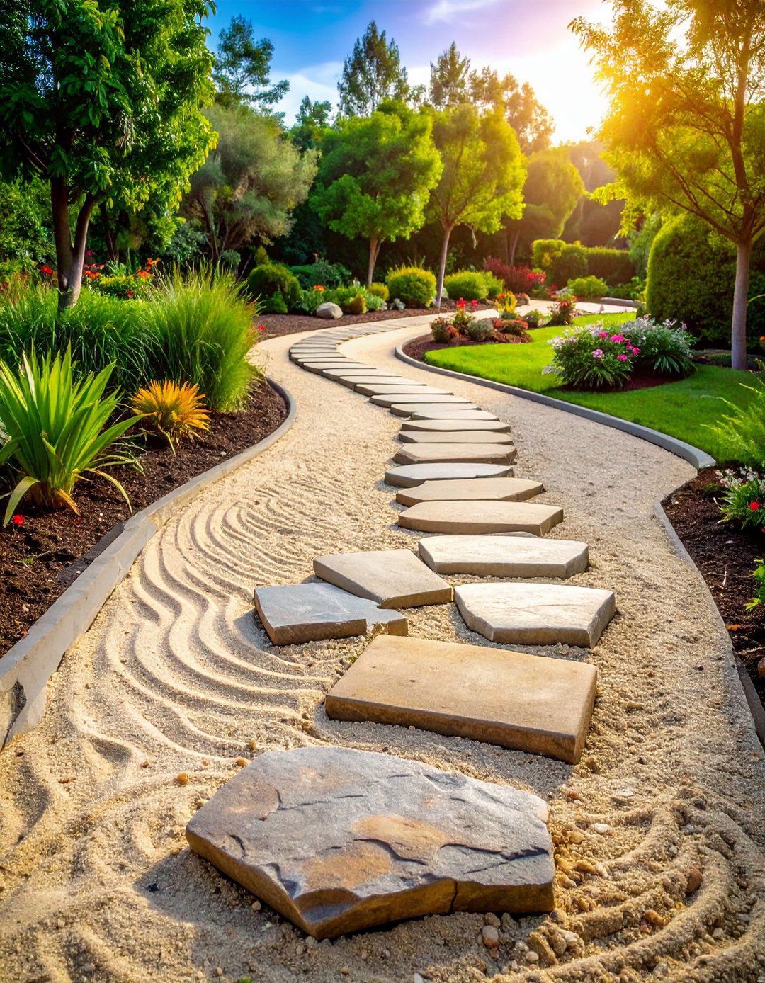 Curved Flagstone Walkway for Organic Flow - 20 Front Walkway Ideas
