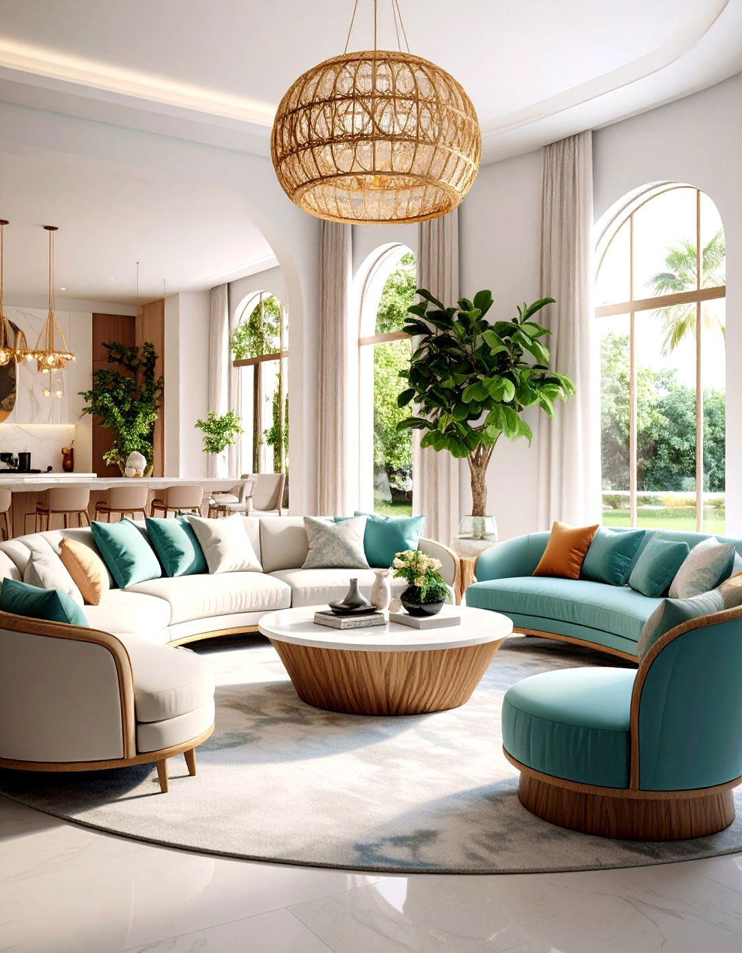 Curved Furniture Mansion Living Room - 20 Mansion Living Room Ideas
