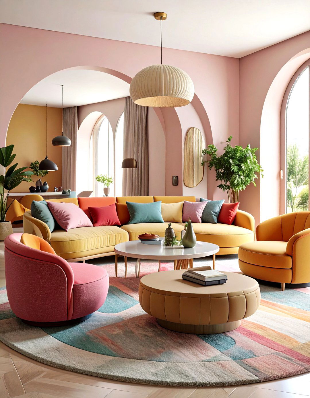 Curved Furniture Room Design with Organic Silhouettes - 20 Room Decorating Ideas