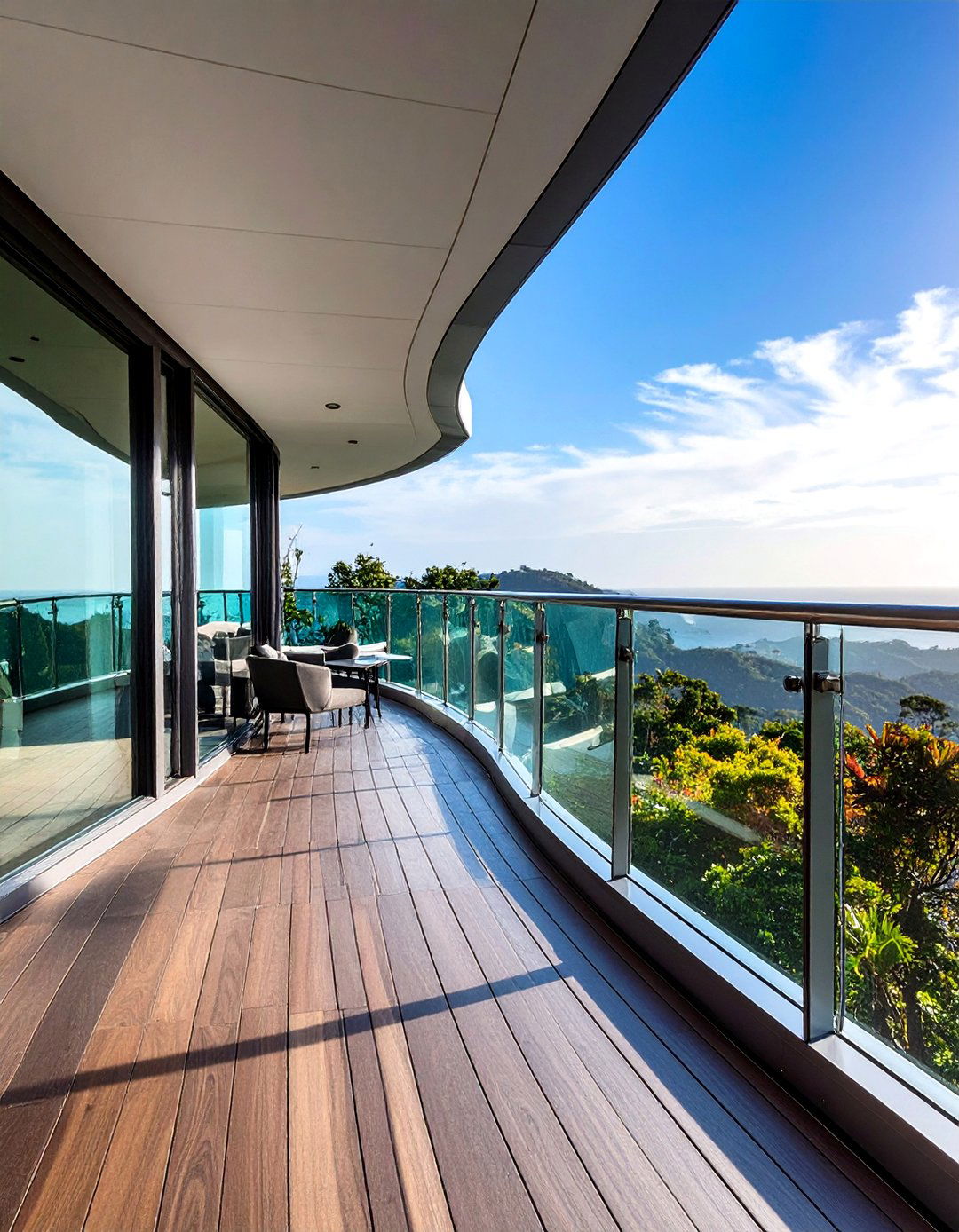 Curved Glass Balcony Over Garage for Elegant Flow - 20 Balcony Over Garage Ideas