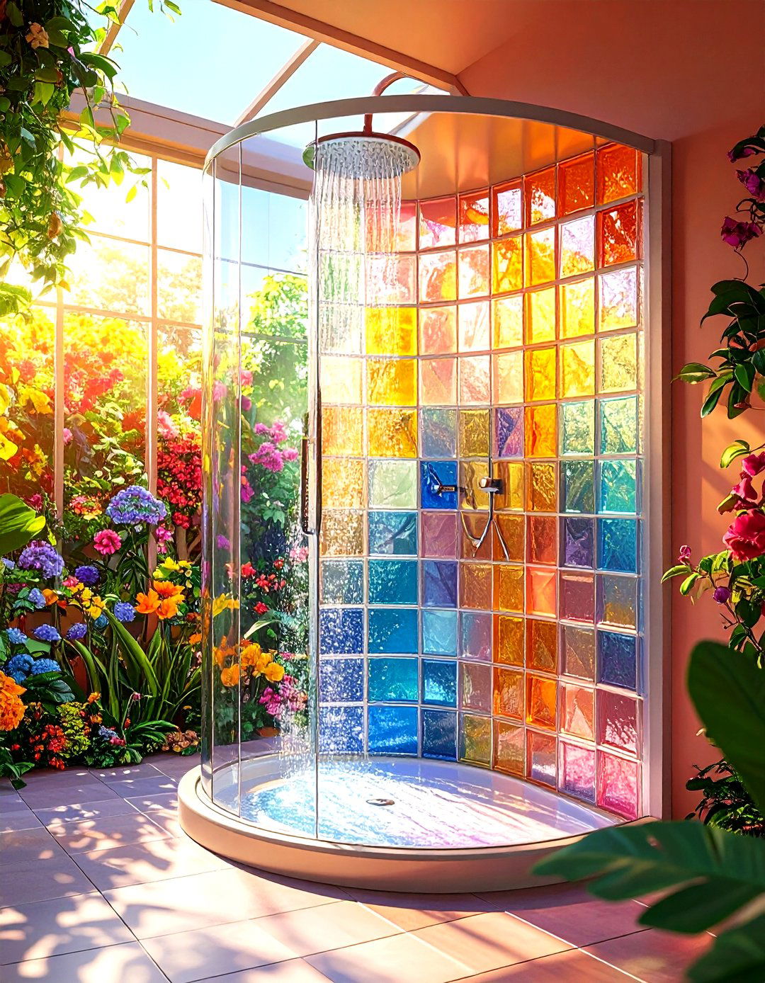Curved Glass Block Wall - 20 Shower Surround Ideas