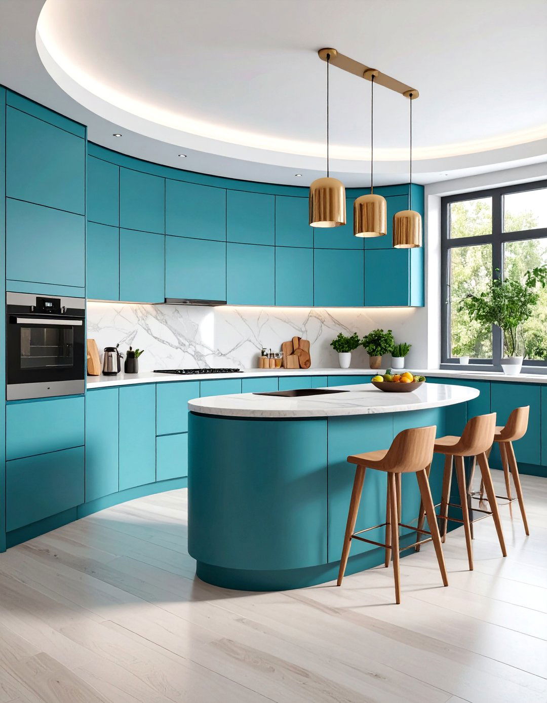 Curved Kitchen Layout with Organic Flow - 20 Kitchen Layout Ideas