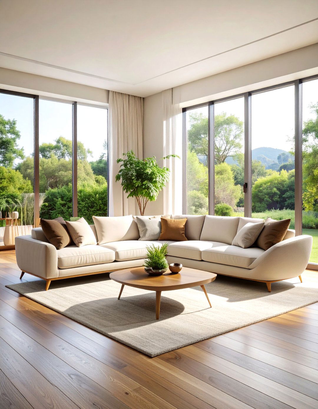 Curved Living Room Couch with Conversational Layout - 20 Living Room Couch Ideas