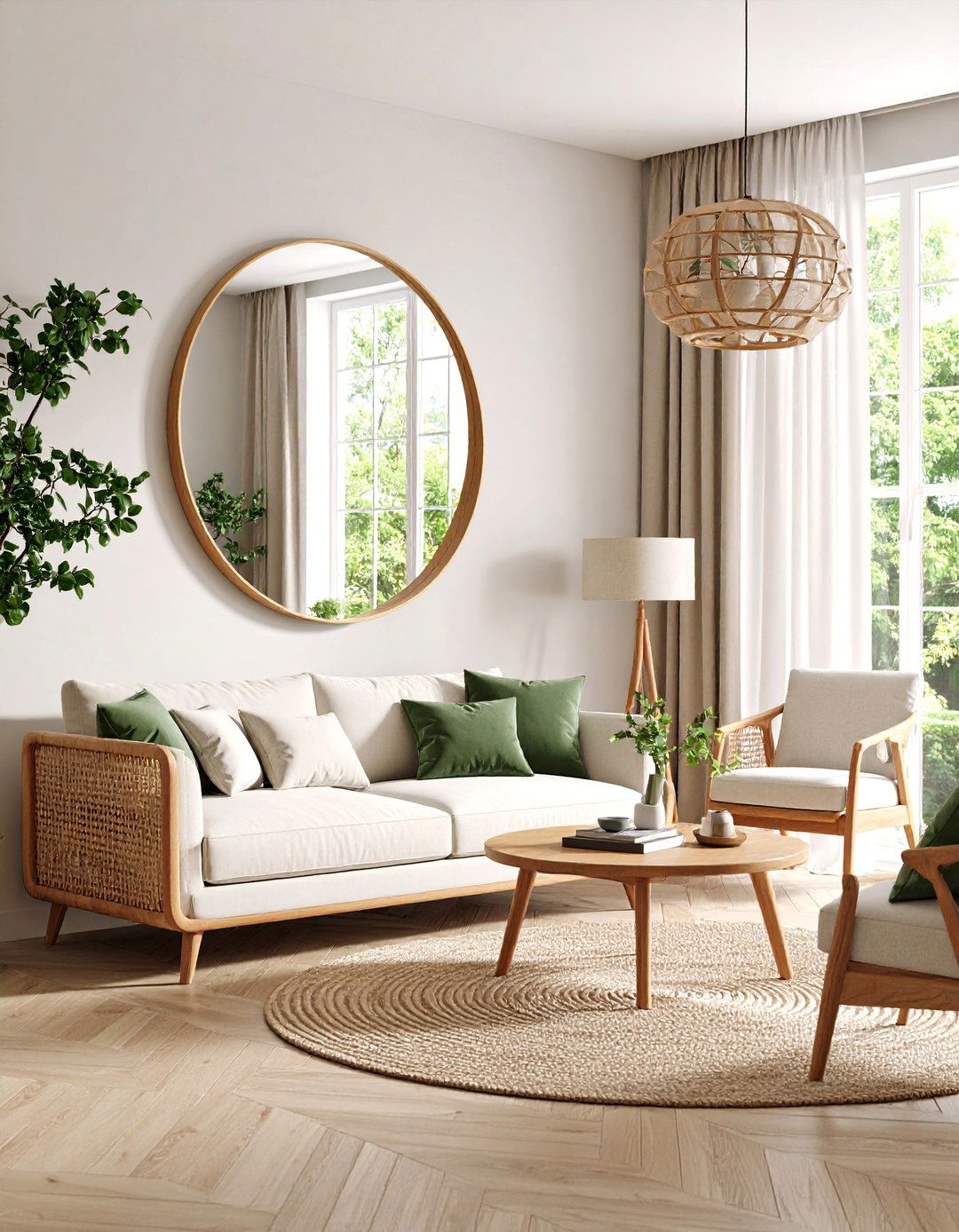Curved Living Room Mirror Organic Softness - 20 Living Room Mirror Ideas