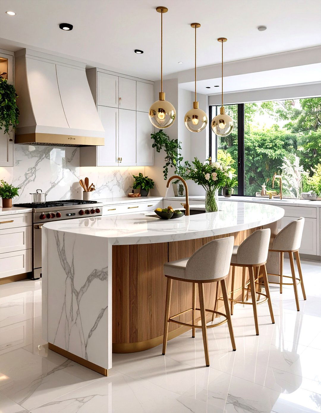 Curved Marble Kitchen Island - 20 Marble Kitchen Island Ideas