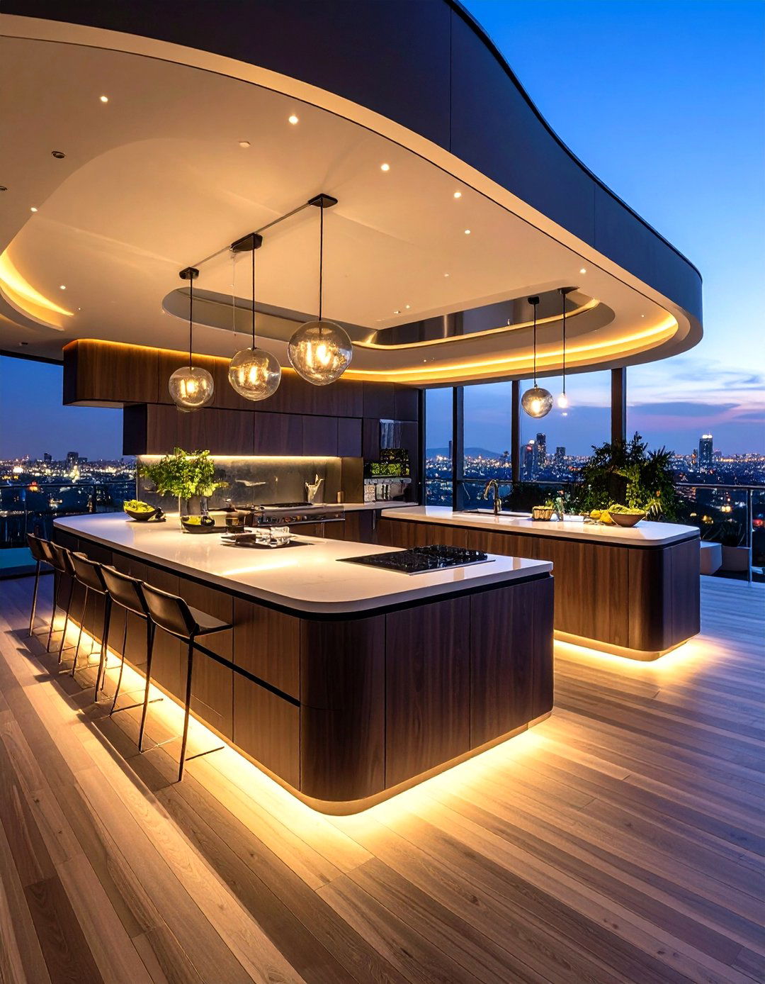 Curved Modernist Rooftop Kitchen - 20 Rooftop Kitchen Ideas