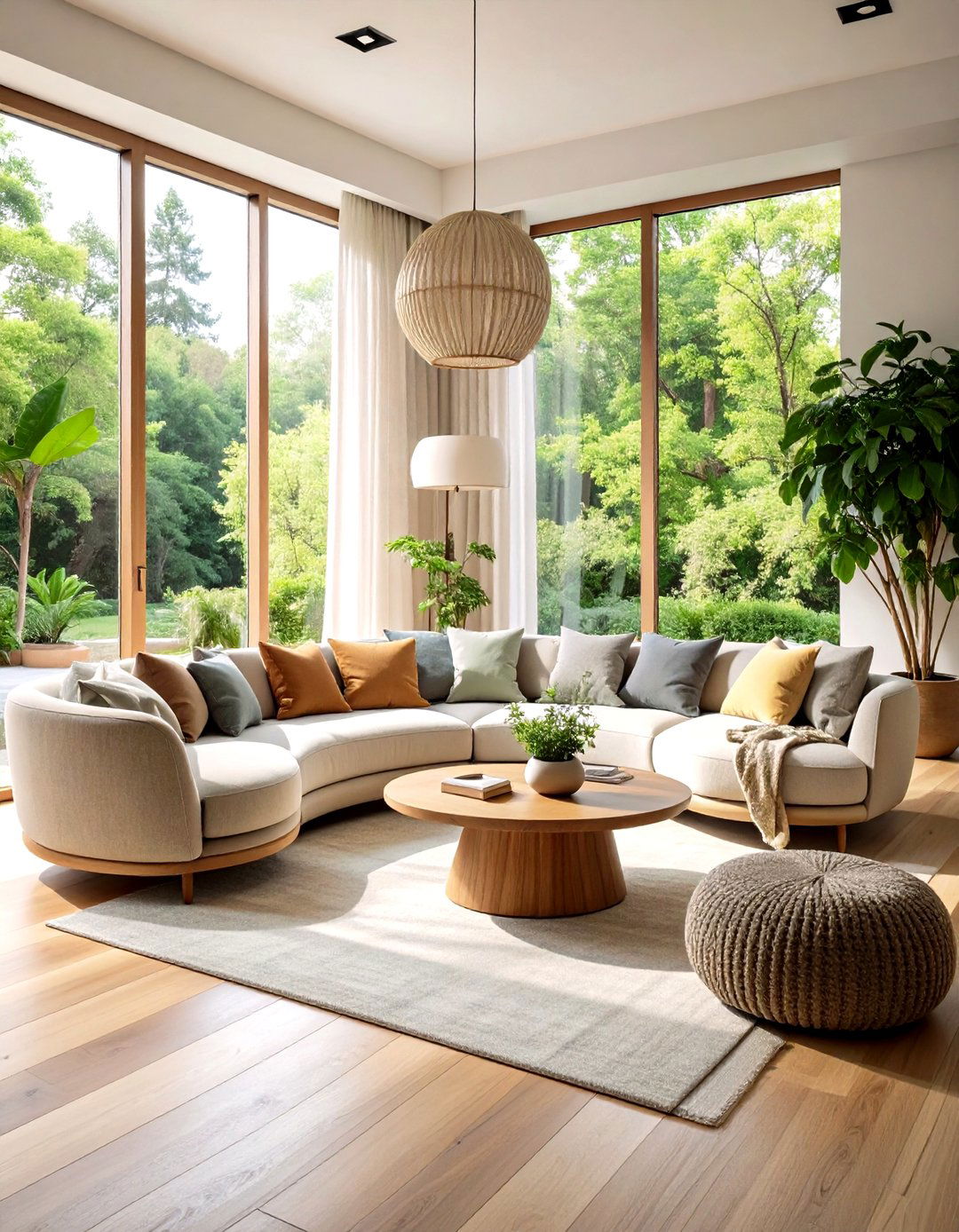 Curved Organic Modern Living Room Sofas - 20 Organic Modern Living Room Design Ideas