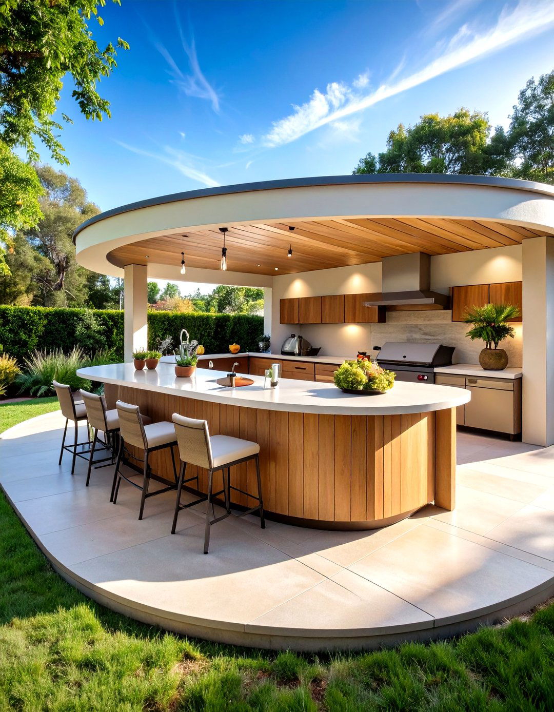 Curved Outdoor Kitchen Island - 20 Outdoor Kitchen Island Ideas