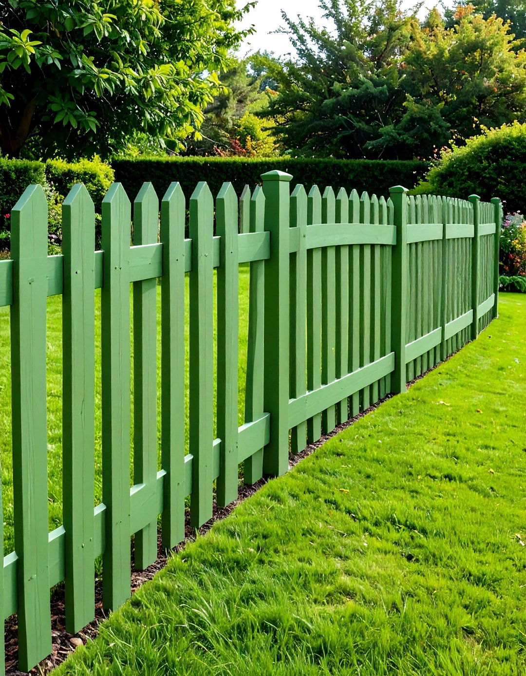 Curved Panel Fence - 20 Sage Green Garden Fence Ideas