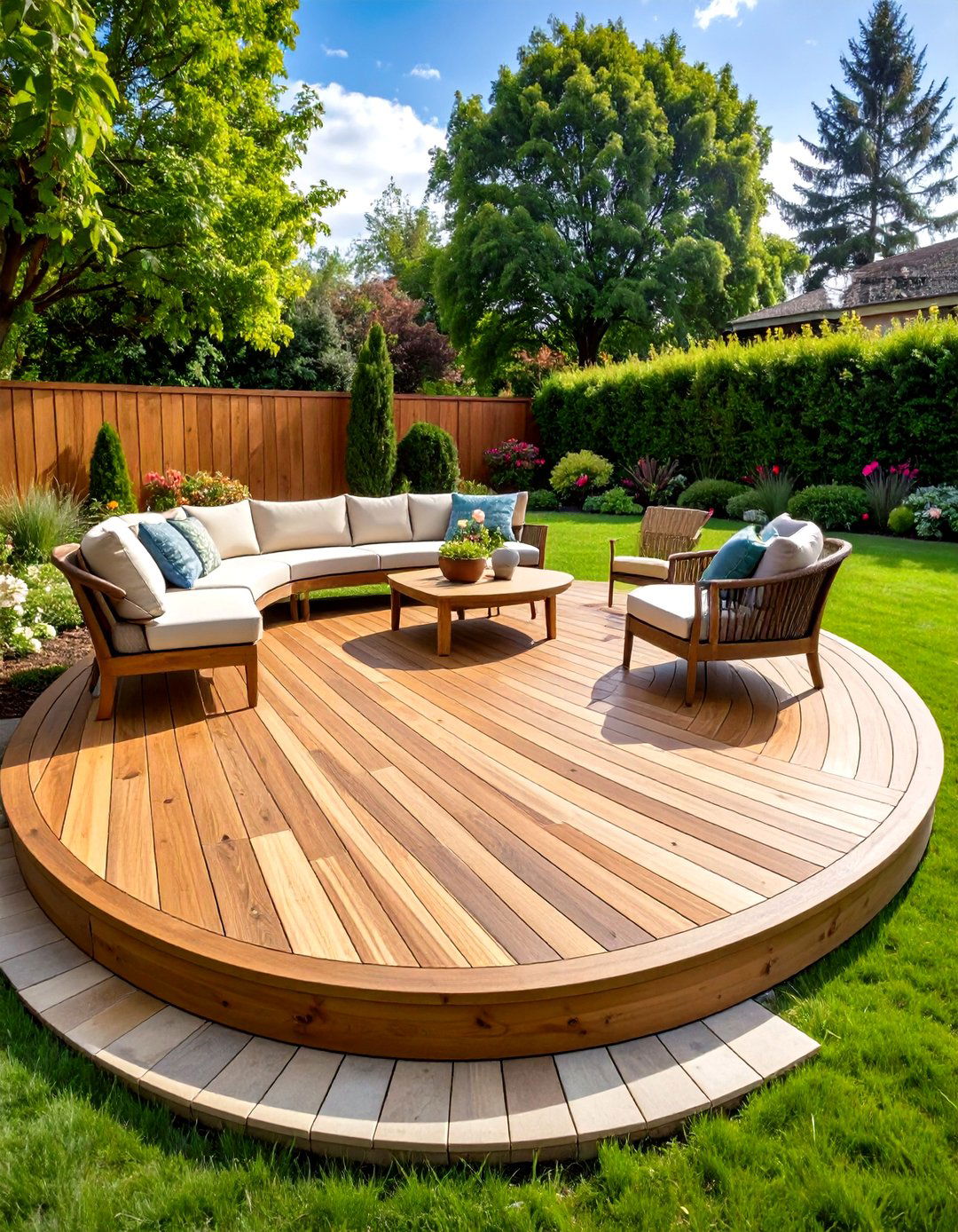 Curved Patio Deck with Organic Flow - 20 Patio Deck Ideas