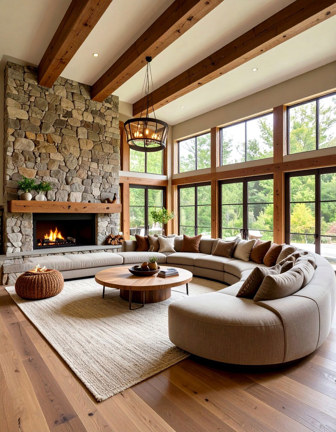 Curved Sectional Organic Modern Fireplace Living Room - 20 Living Room Ideas With Sectionals and Fireplace