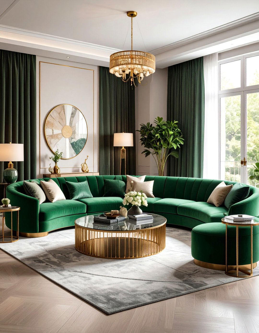 Curved Sectional Sofa Living Room Setup - 20 1980s Living Room Ideas