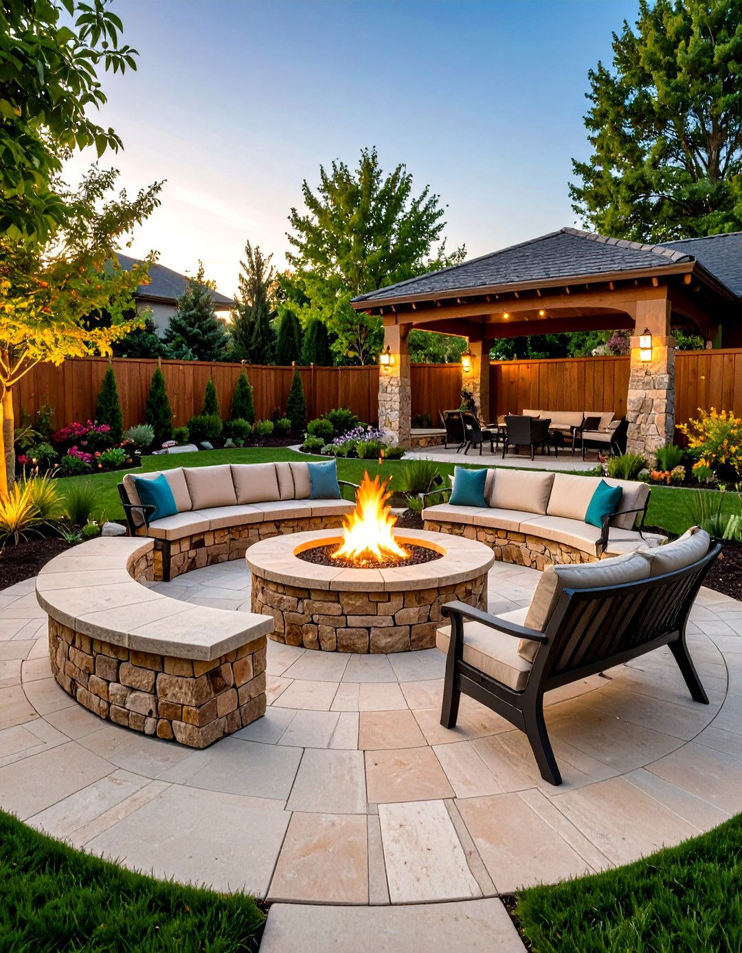 Curved Stone Benches - 20 Stone Porch Ideas