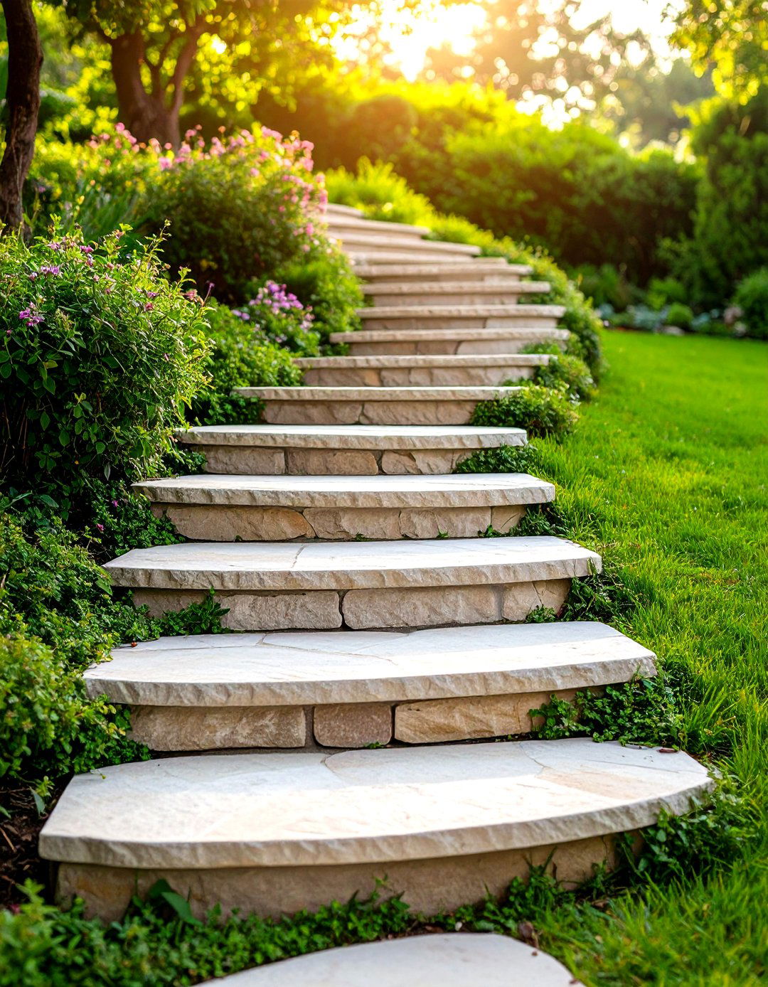 Curved Stone Stairways - 20 Sloping Garden Design Ideas