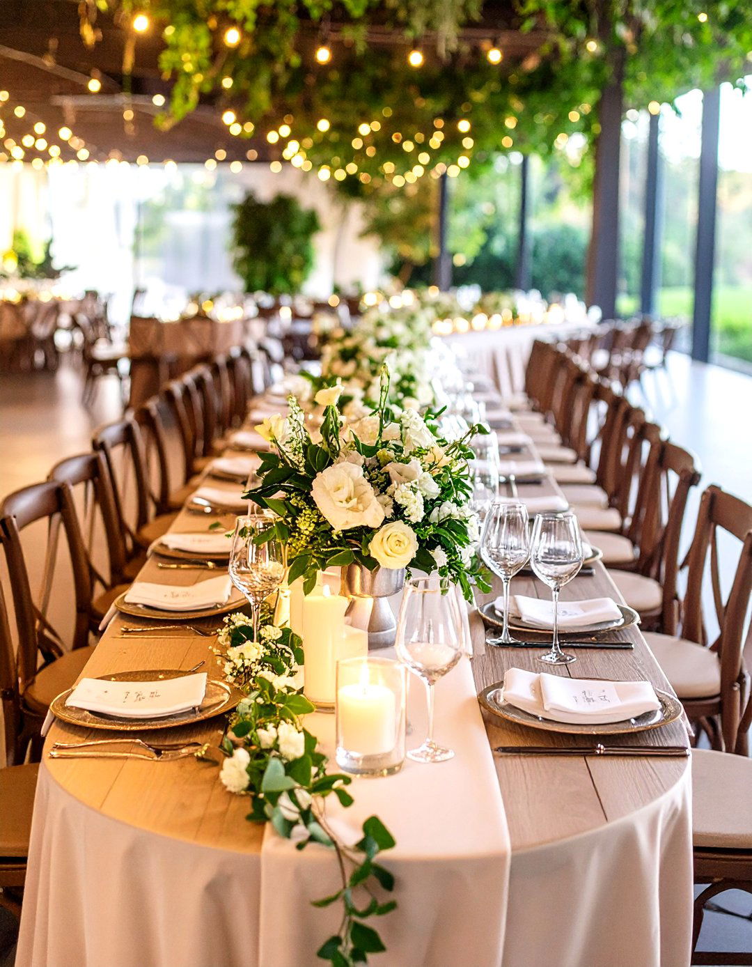 Curved Table Wedding Centerpiece with Modern Flow - 20 Wedding Centerpiece Ideas