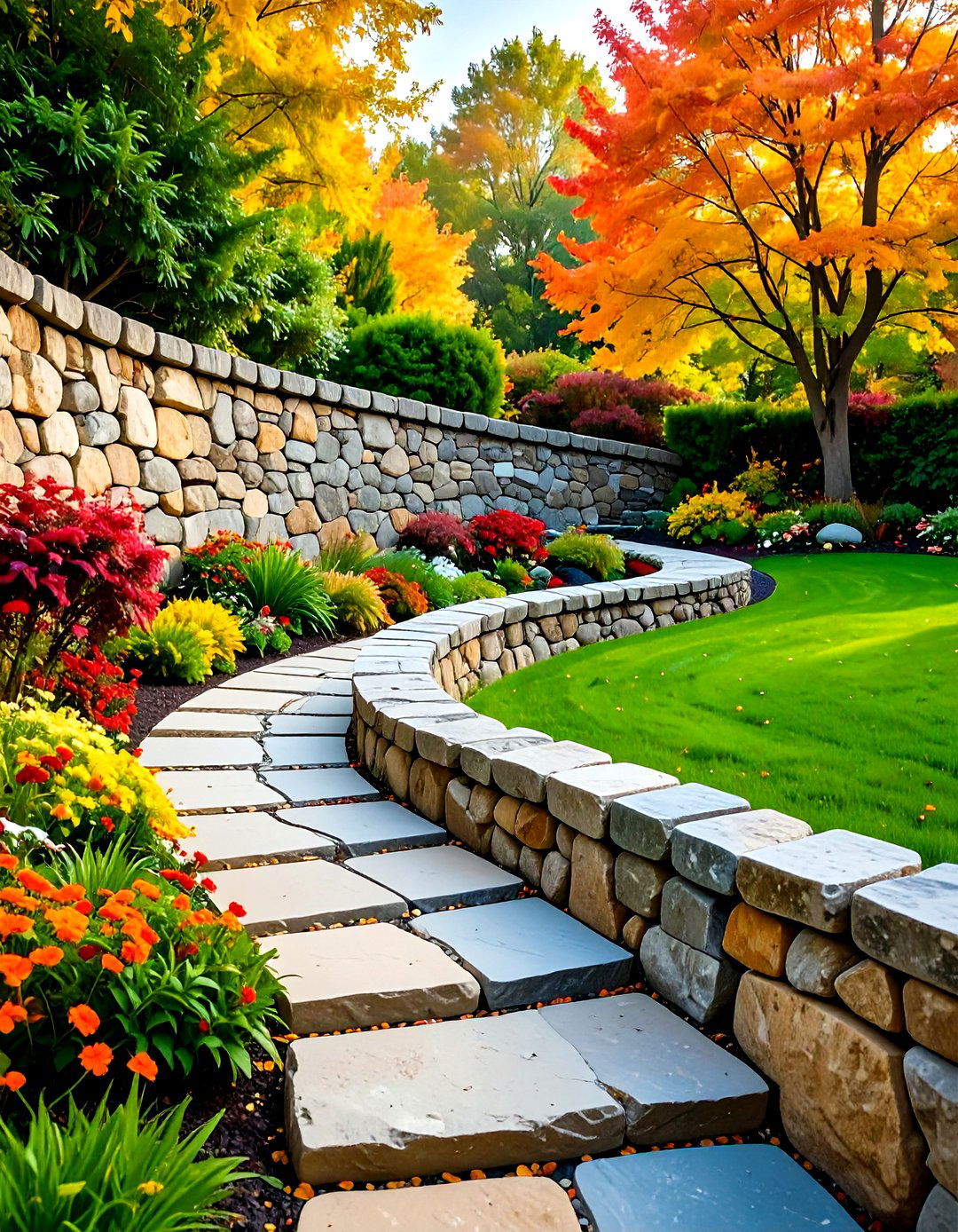 Curved Undulating Stone Wall - 20 Stone Wall Ideas