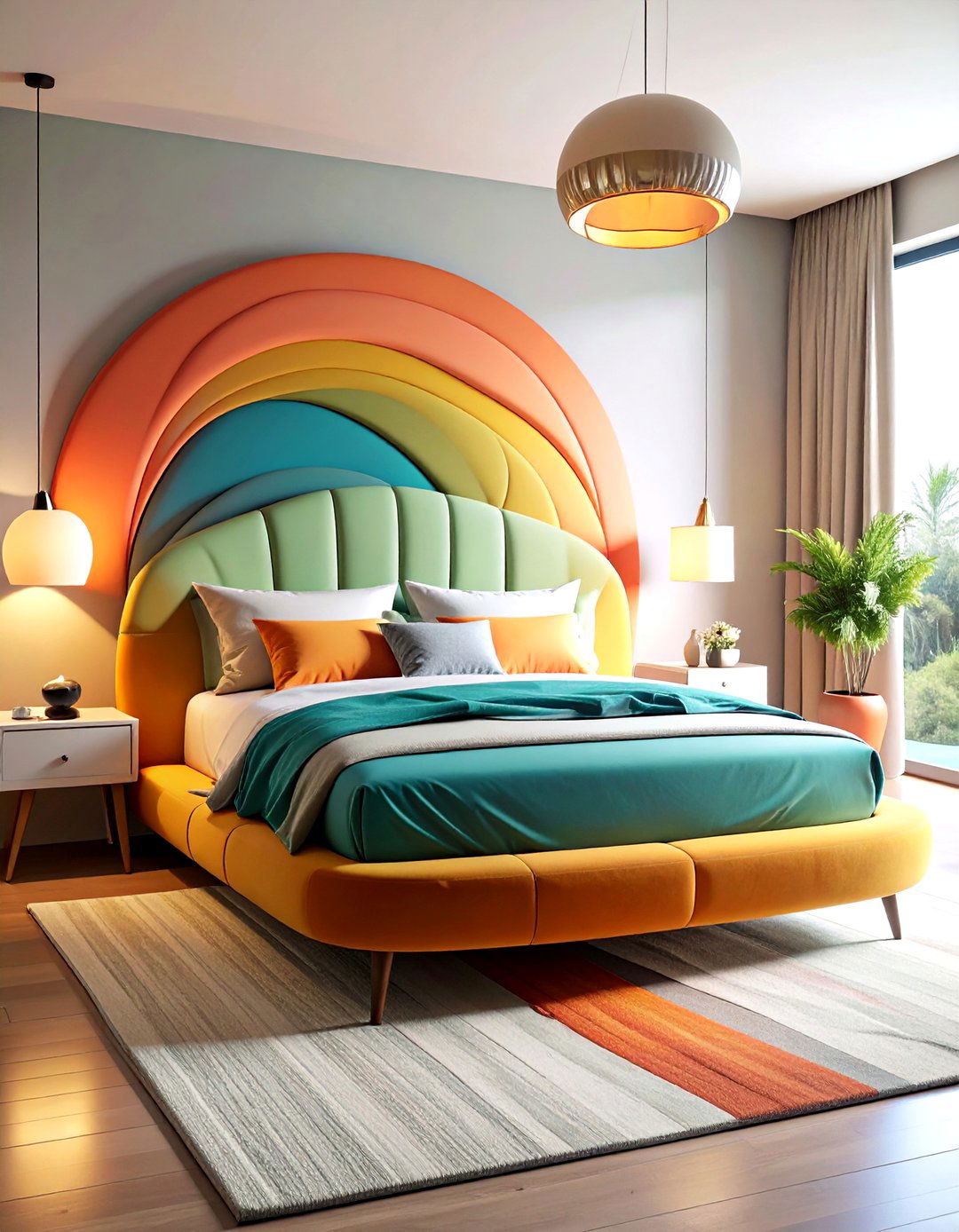 Curved Upholstered Bed Design with Organic Shapes - 20 Unique Bed Design Ideas