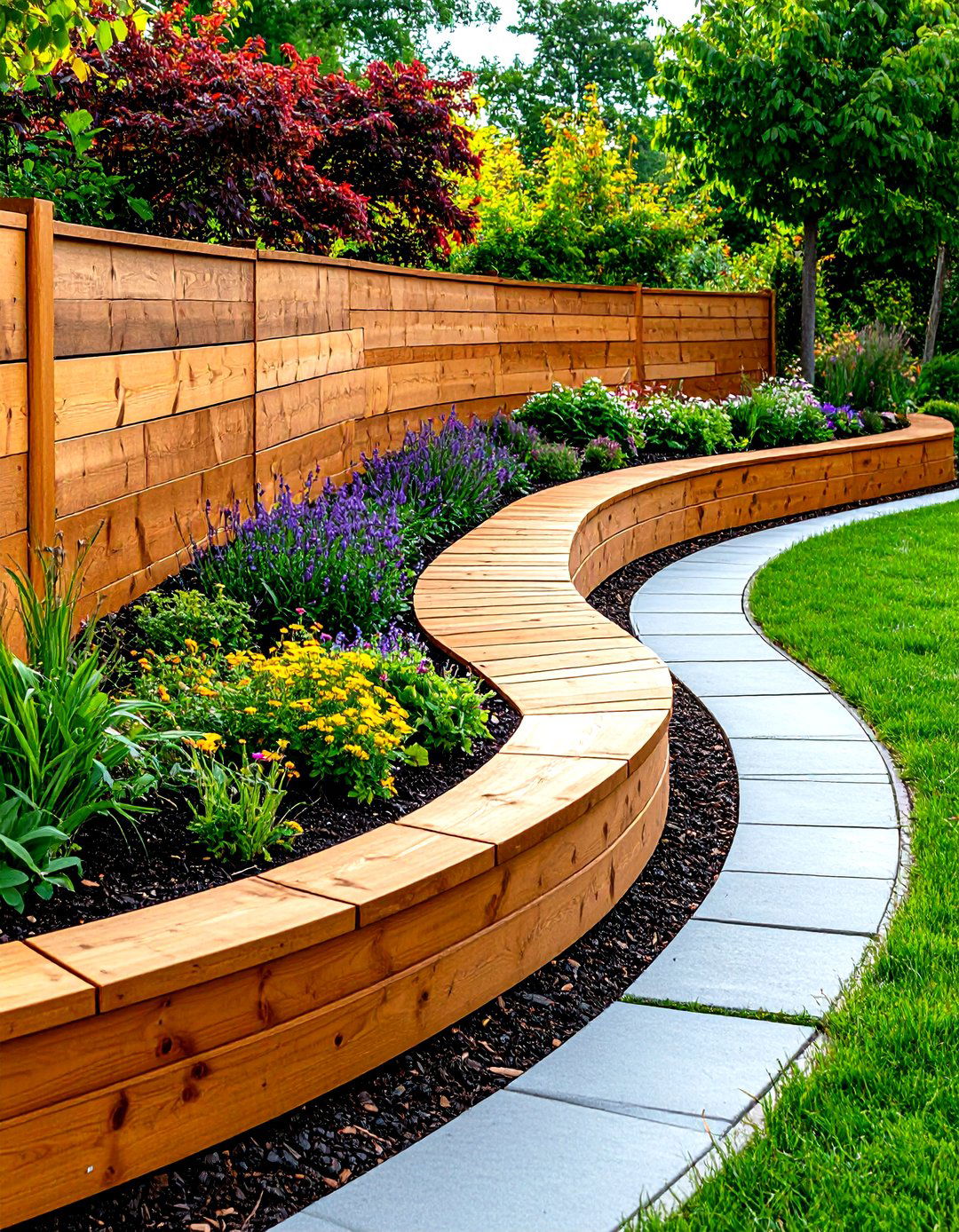 Curved Wood Retaining Wall Design - 20 Wood Retaining Wall Ideas