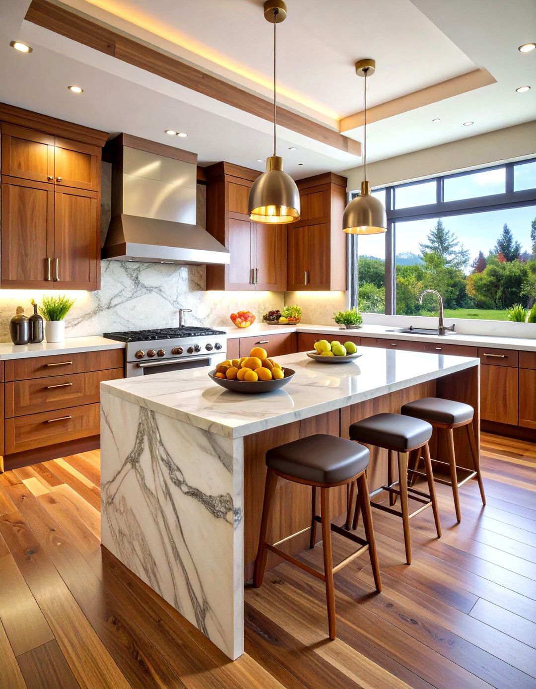 Curved Wood and Stone Kitchen Island Decor Theme - 20 kitchen island decor ideas