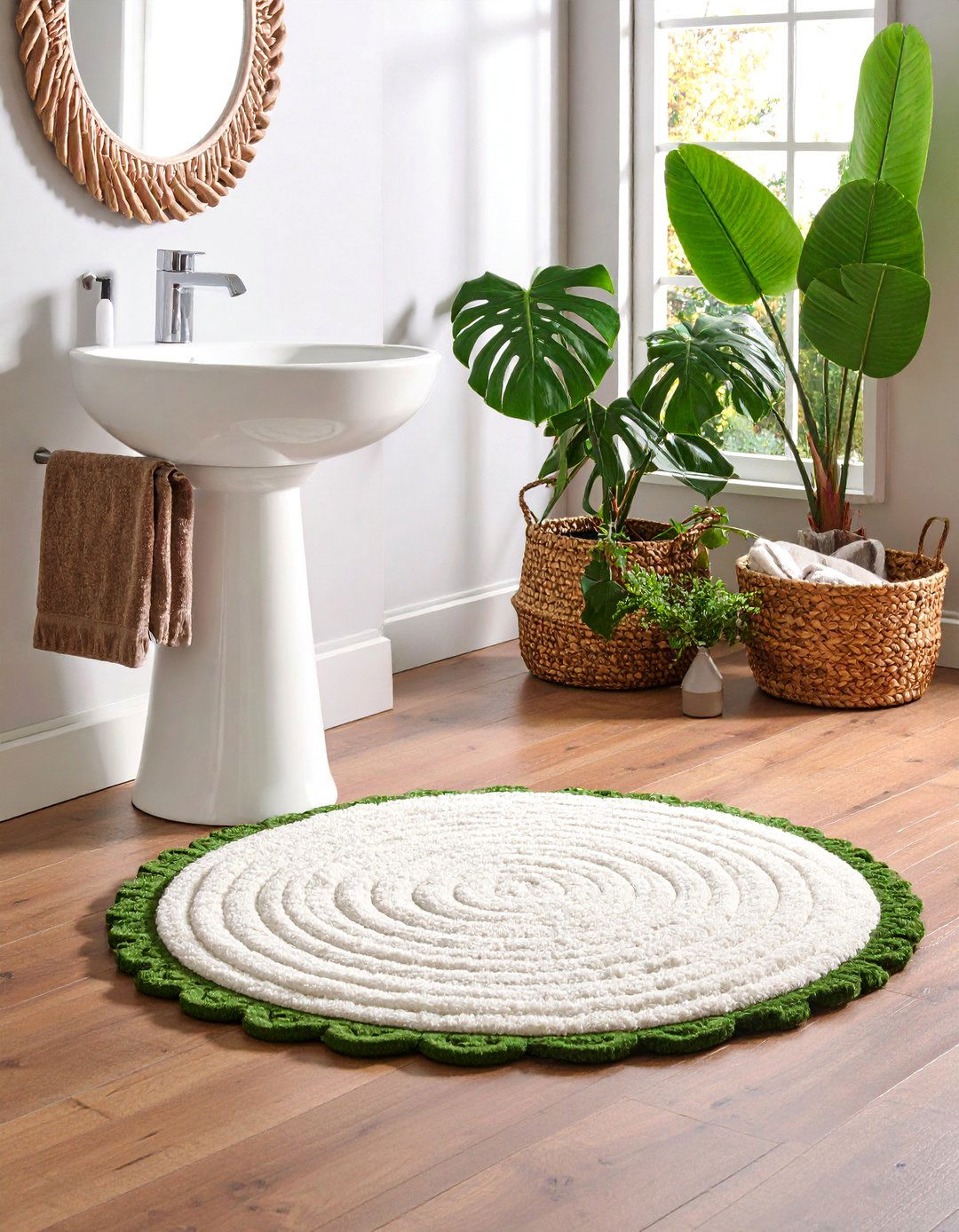Curved or Round Bathroom Rug Accent - 20 Bathroom Rug Ideas