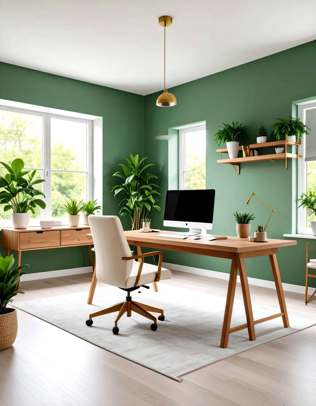Cushing Green HC Natural Home Office Paint Color - 20 Home Office Paint Colors