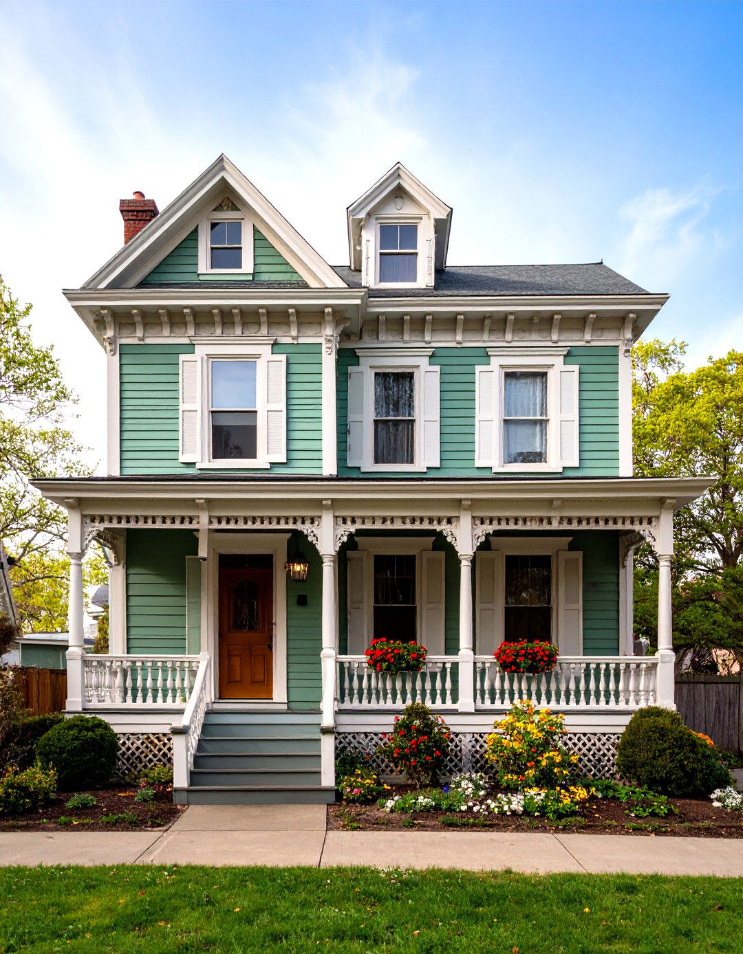 Cushing GreenBalanced Dark Green Victorian House Color - 20 Green Victorian House Colors