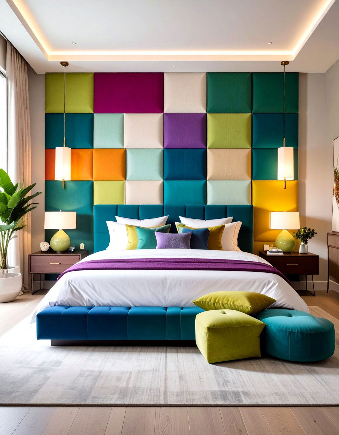 Cushioned Fabric Upholstered Feature Wall - 20 Feature Wall Ideas