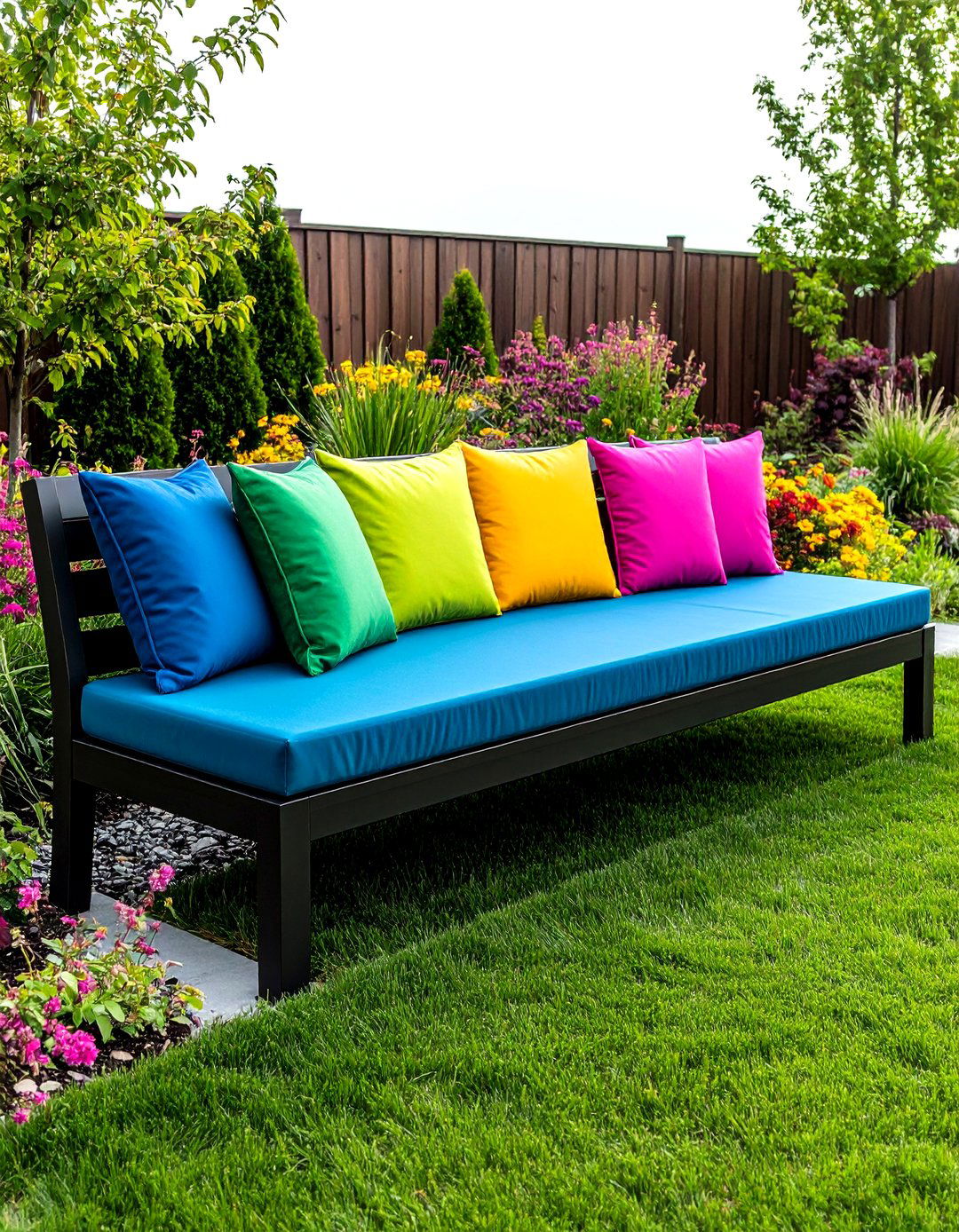 Cushioned Porch Bench with Outdoor Fabric - 20 Front Porch Bench Ideas
