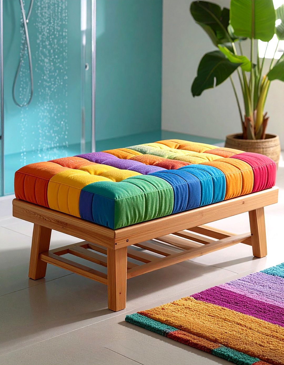 Cushioned Waterproof Bench - 20 Shower Bench Ideas