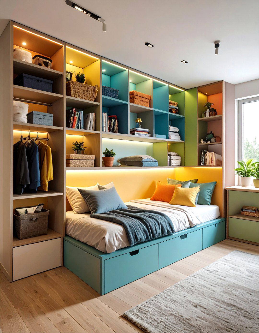 Custom Built In Shelving - 20 Shared Bedroom Ideas for Small Rooms