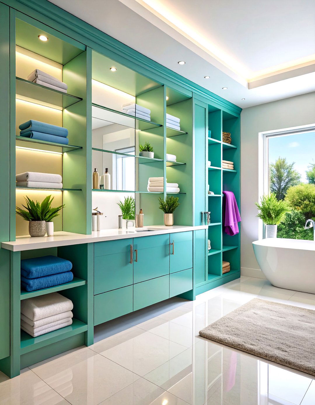 Custom Built In Towel Storage Niches - 20 Towel Storage Ideas