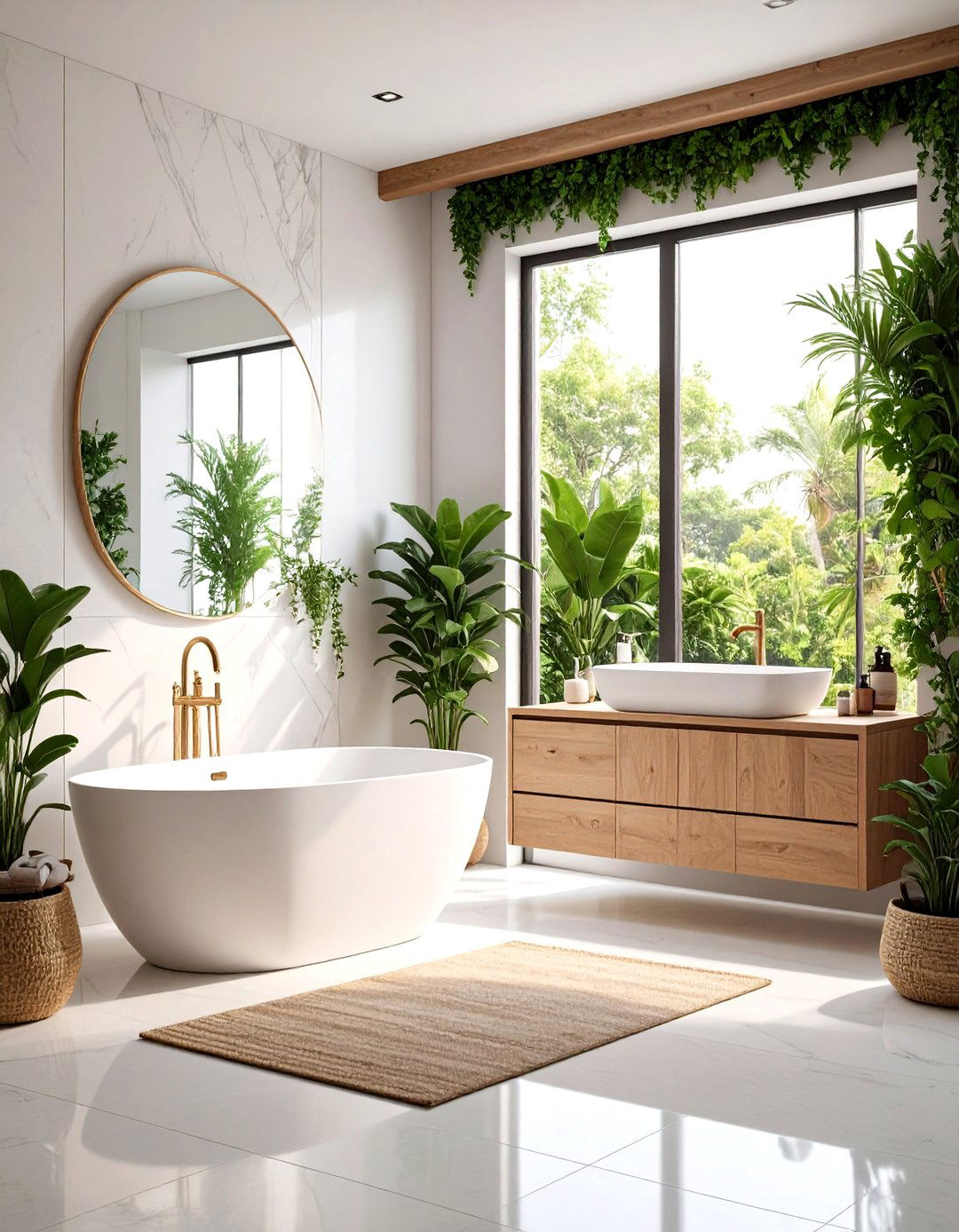 Custom Graphic Half Wall Tile Becomes Functional Art - 20 Half-wall Tile Bathroom Ideas