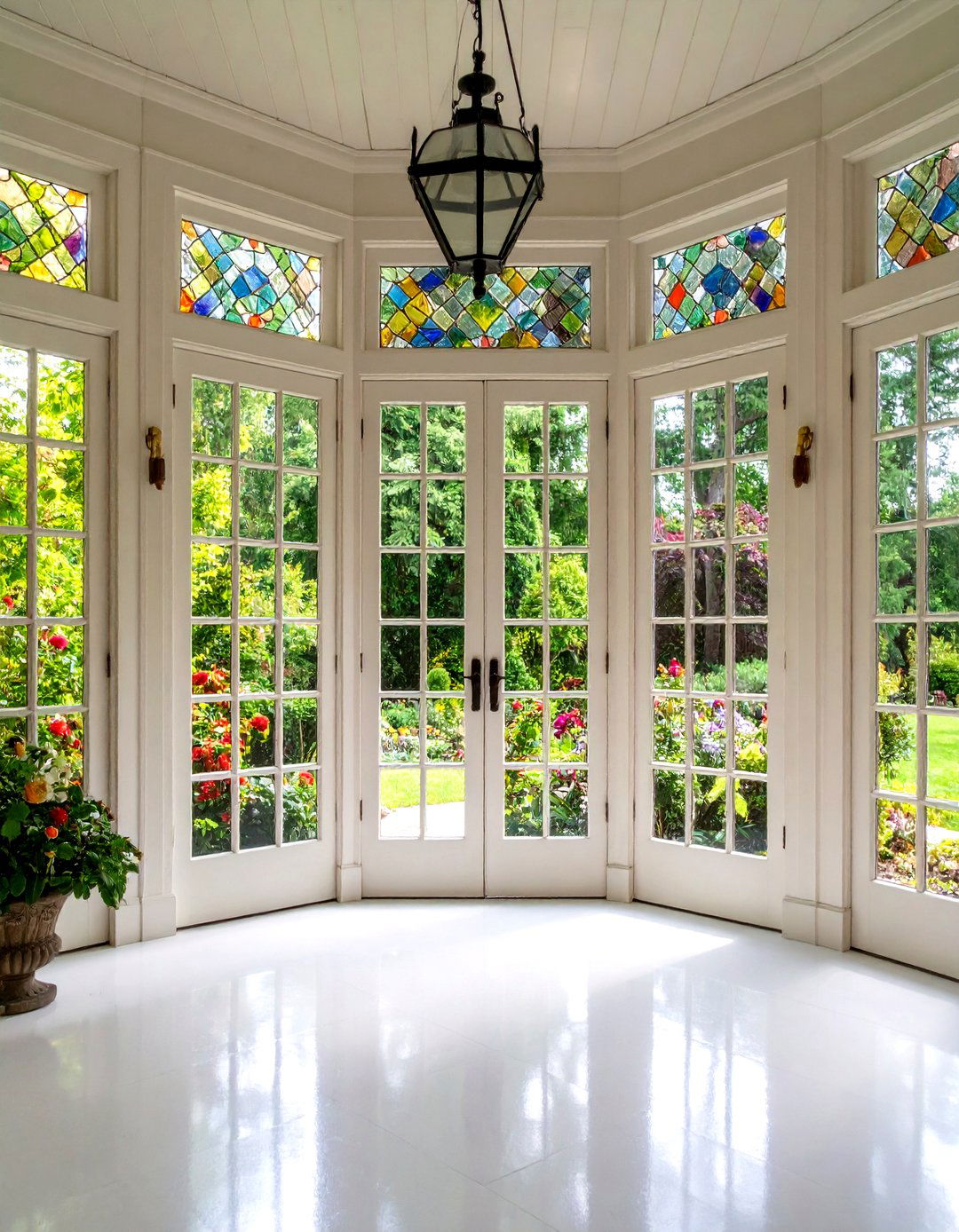 Custom Leaded Glass Sidelights - 20 Victorian Sunroom Ideas