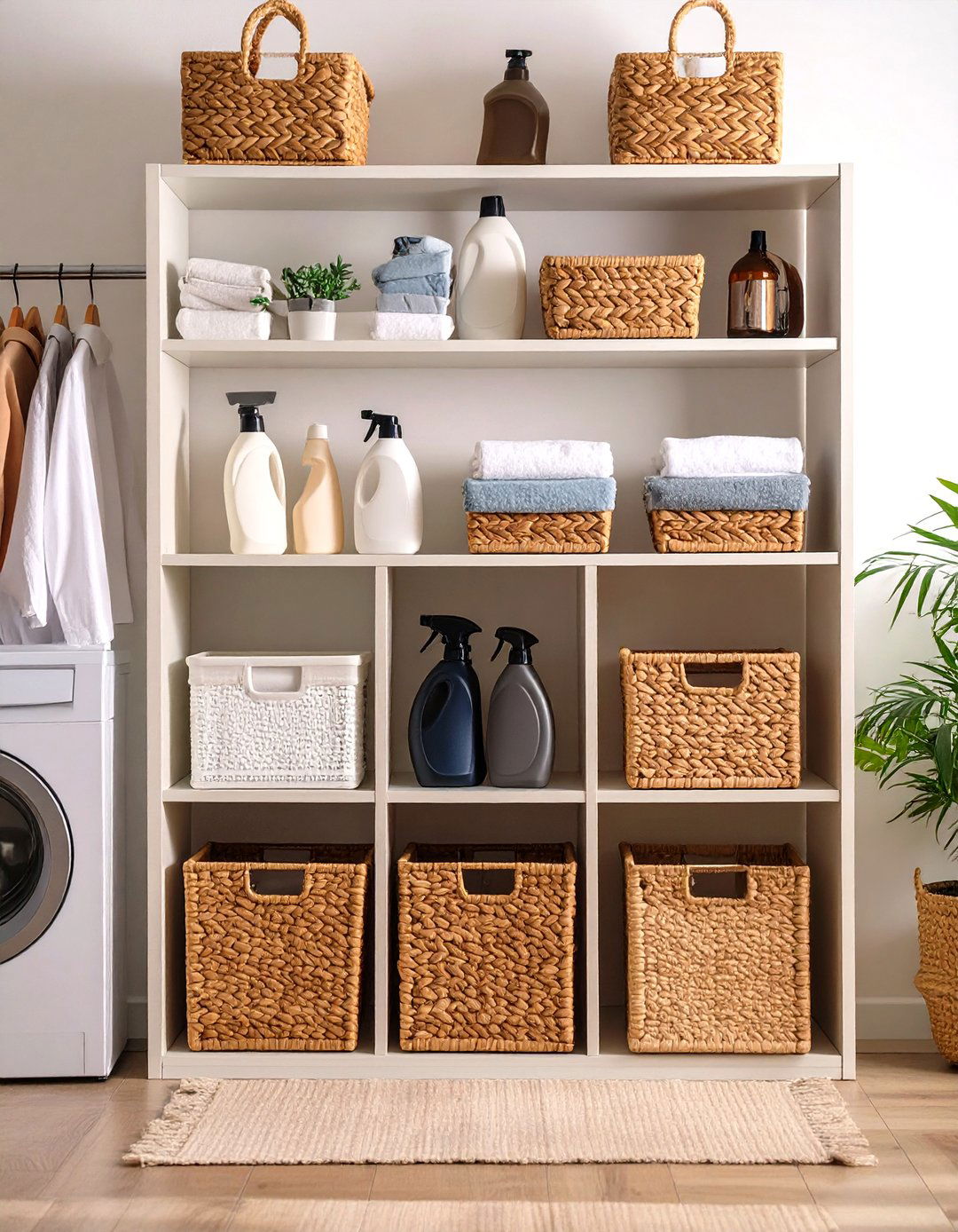 Custom Open Shelving with Baskets - 20 Small Utility Room Ideas