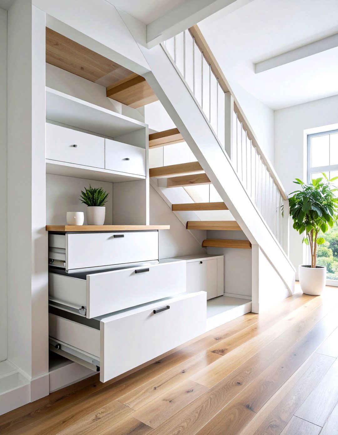 Custom Pull Out Drawers - 20 Under Stair Storage Ideas