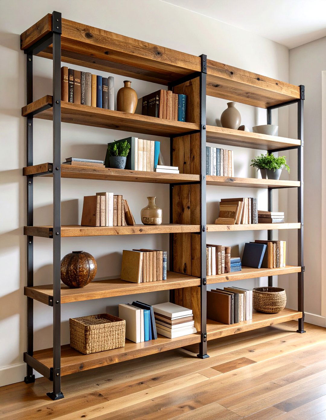 Custom Wood Shelving Tailored for Barndominiums - 20 Rustic Barndominium Interior Design Ideas