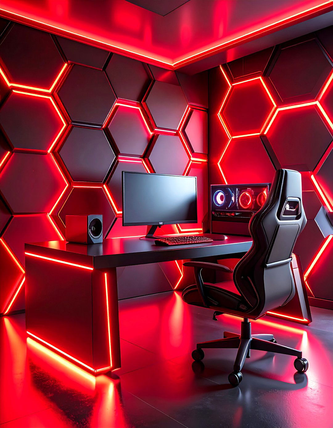 Cyberpunk Red and Black Gaming Setup - 20 Red and Black Gaming Setup Ideas
