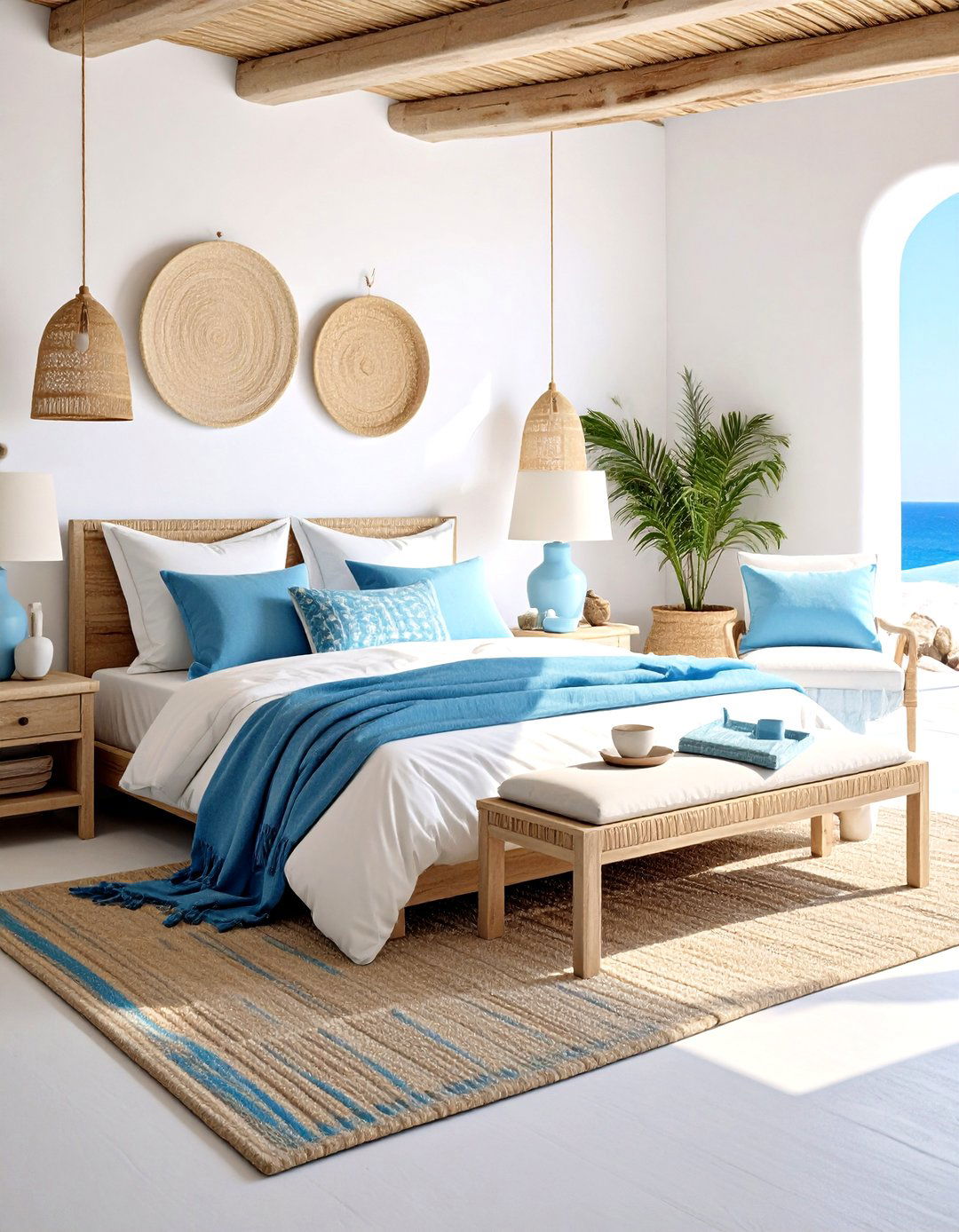 Cycladic White and Blue Greek Bedroom - 20 Greek Bedroom Design Ideas