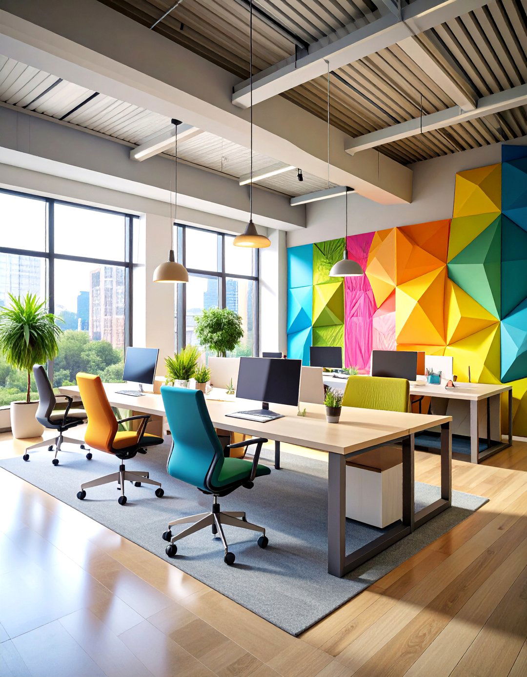 D Sculptural Office Wallpaper - 20 Office Wallpaper Ideas