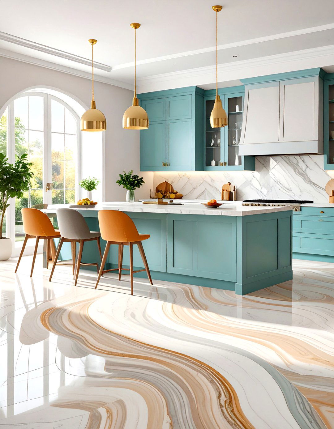 D Textured Marble Kitchen Floor - 20 Marble Kitchen Floor Ideas