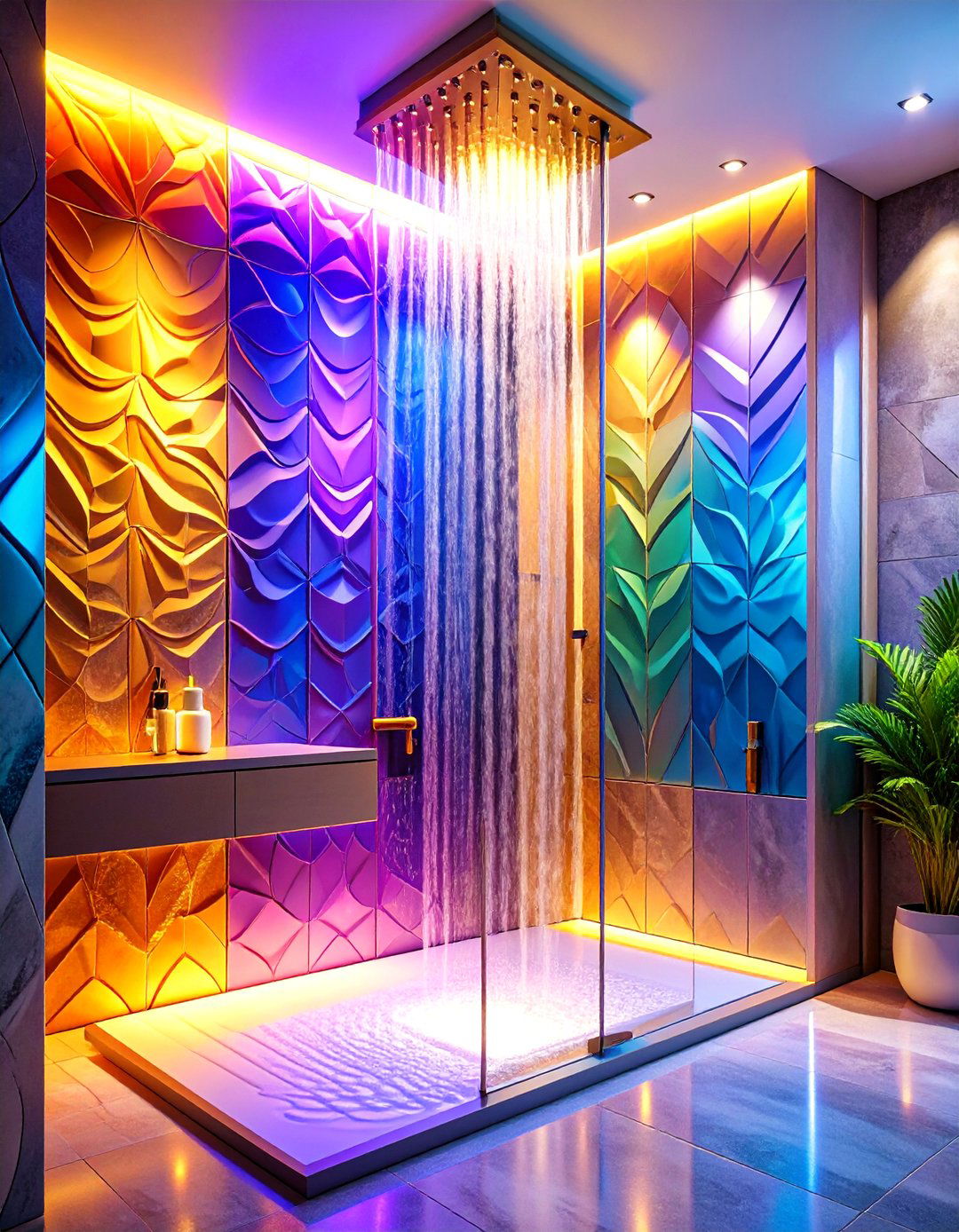 D Textured Shower Wall Innovation - 20 Shower Wall Ideas