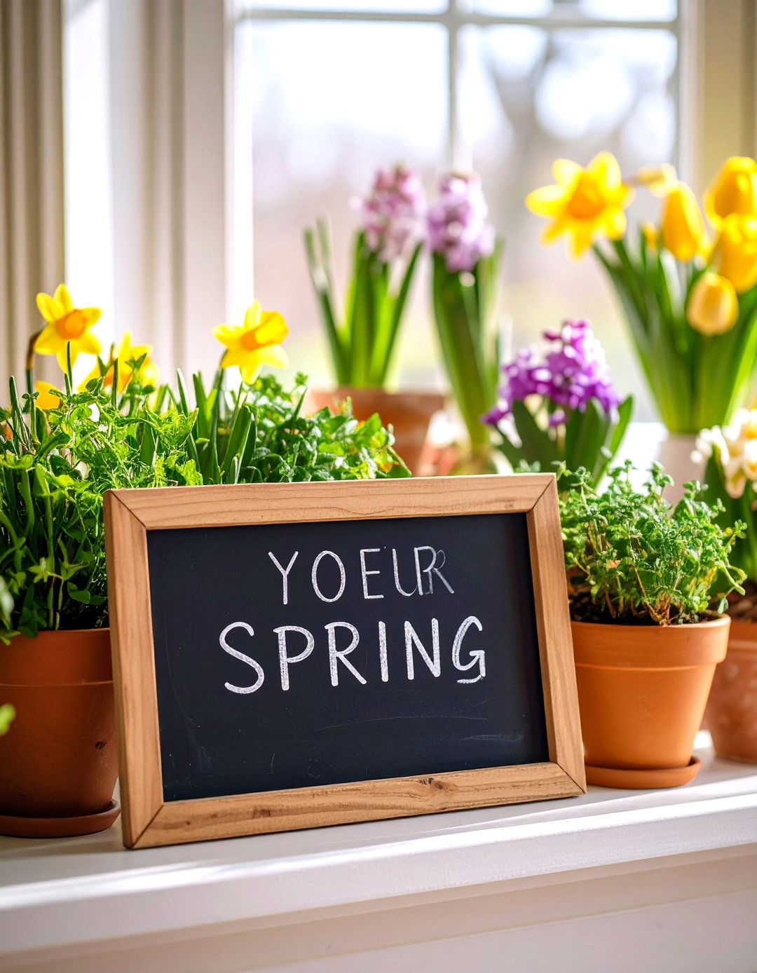 DIY Chalkboard Sign - 20 Spring Mantel Decor Ideas