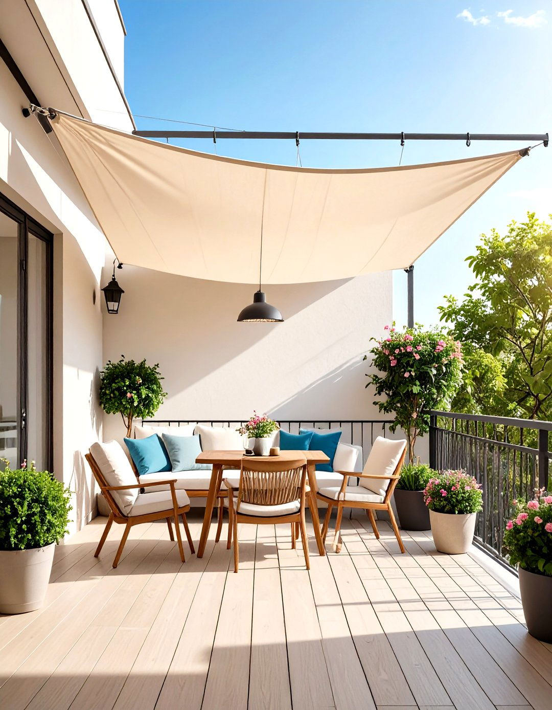 DIY Fabric Shade Sail for Temperature Control - 20 Dog Balcony Ideas