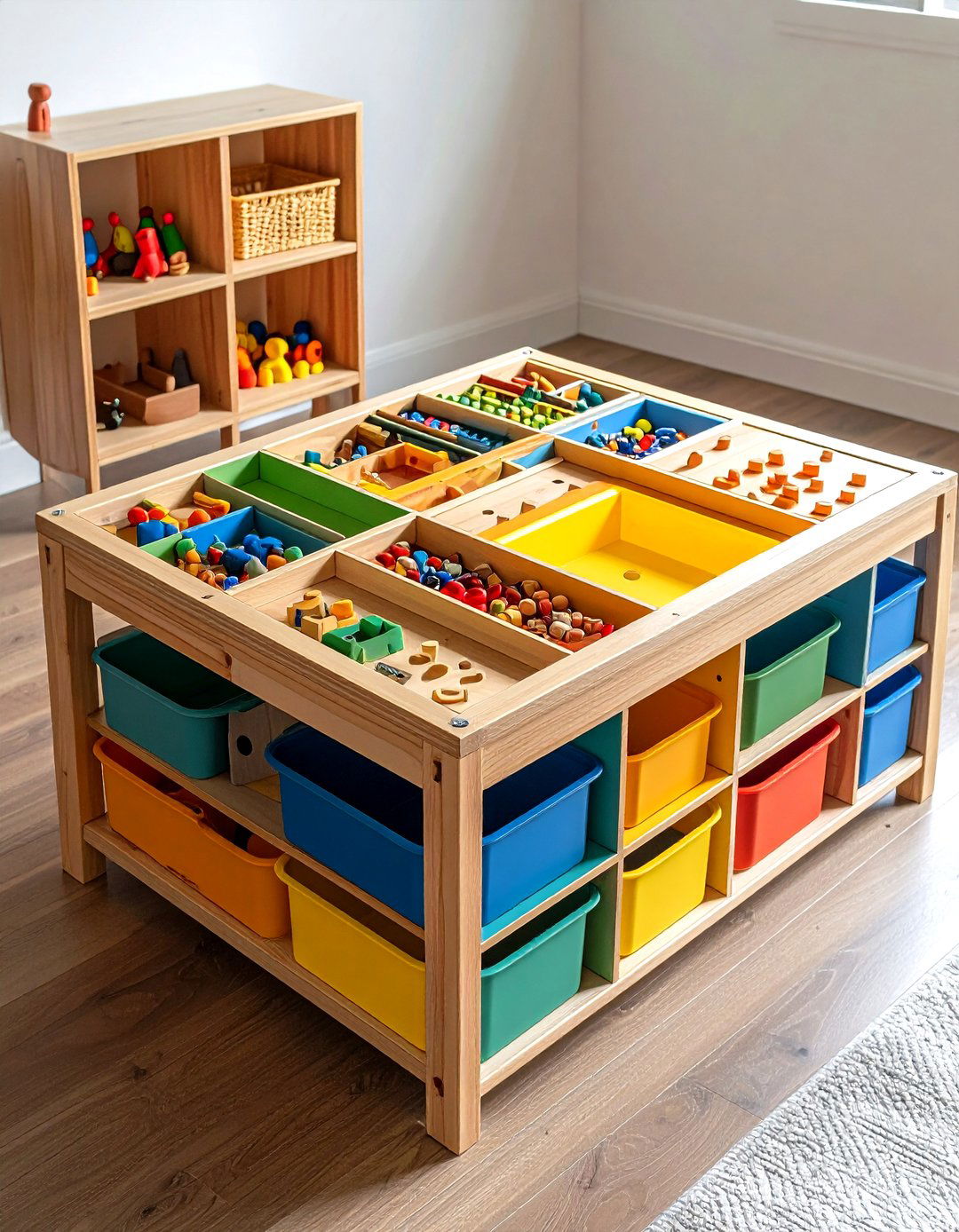 DIY LEGO Storage Table for Playroom - 20 Playroom Storage Ideas