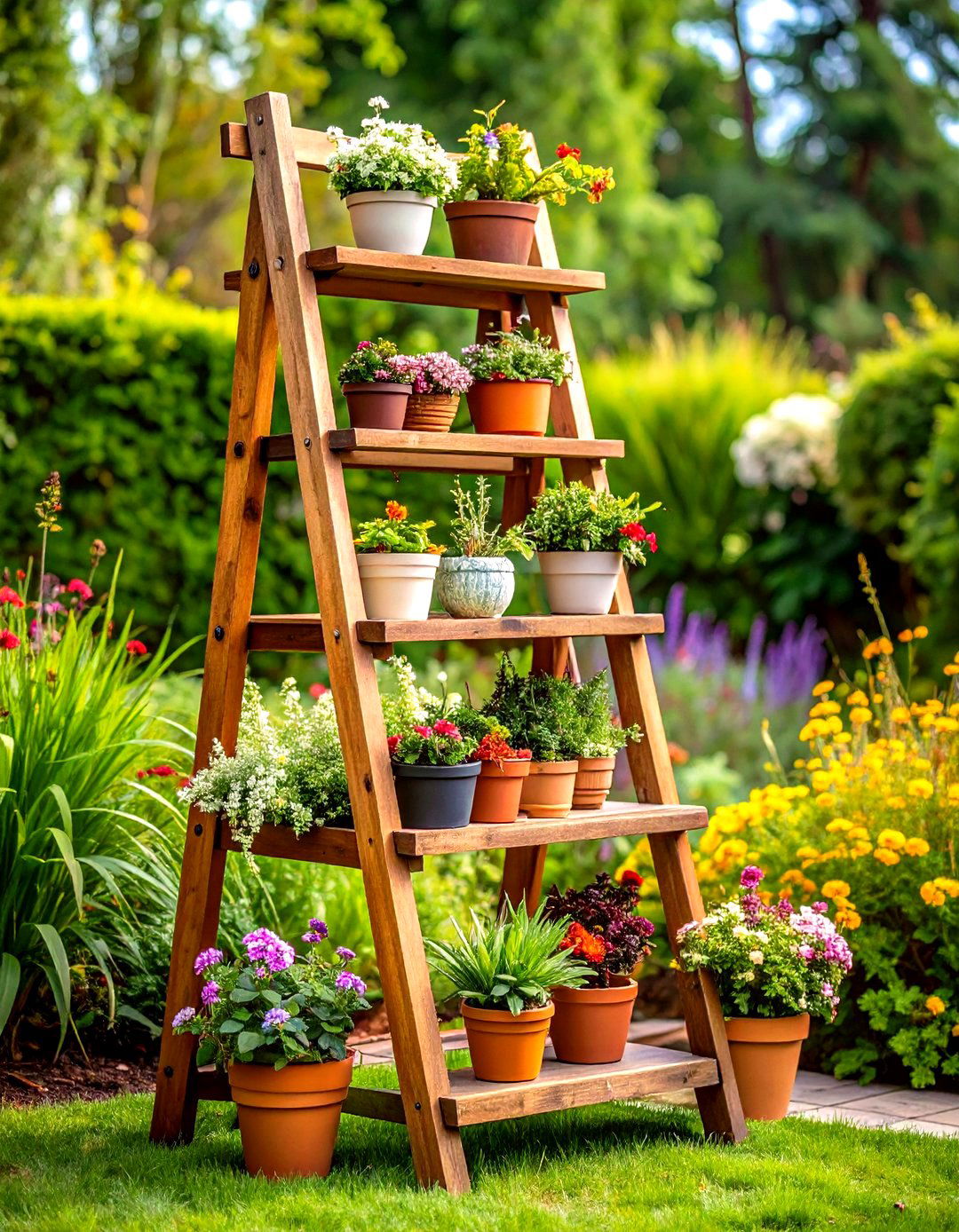 DIY Ladder Shelf Garden - 20 Vertical Garden Ideas