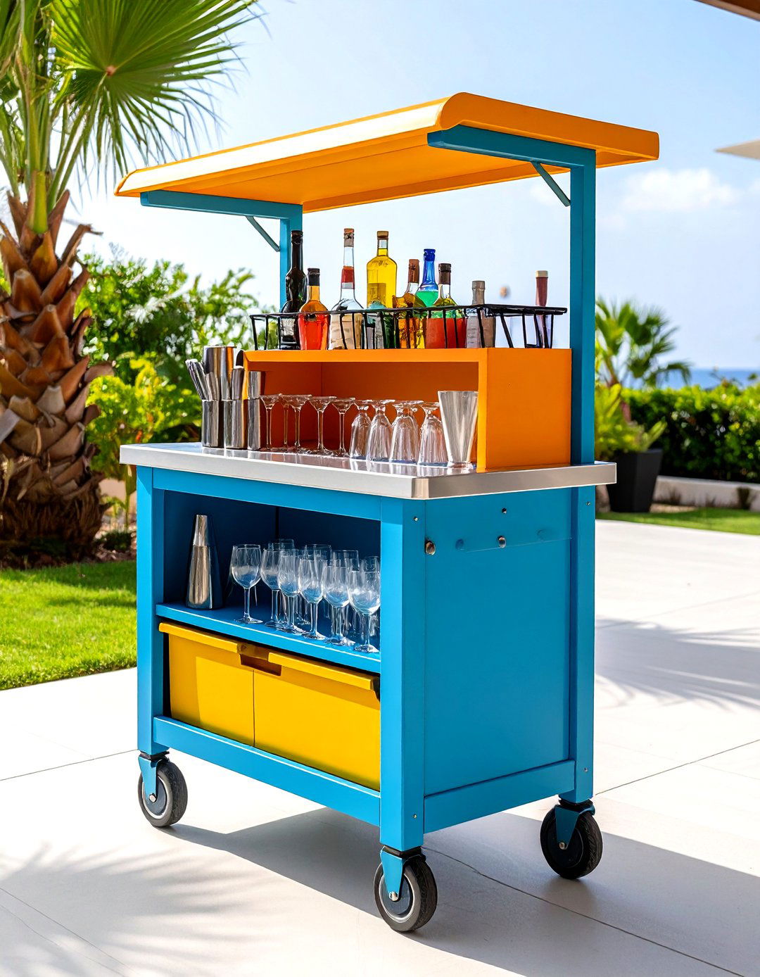 DIY Outdoor Bar Cart - 20 Small Patio Ideas